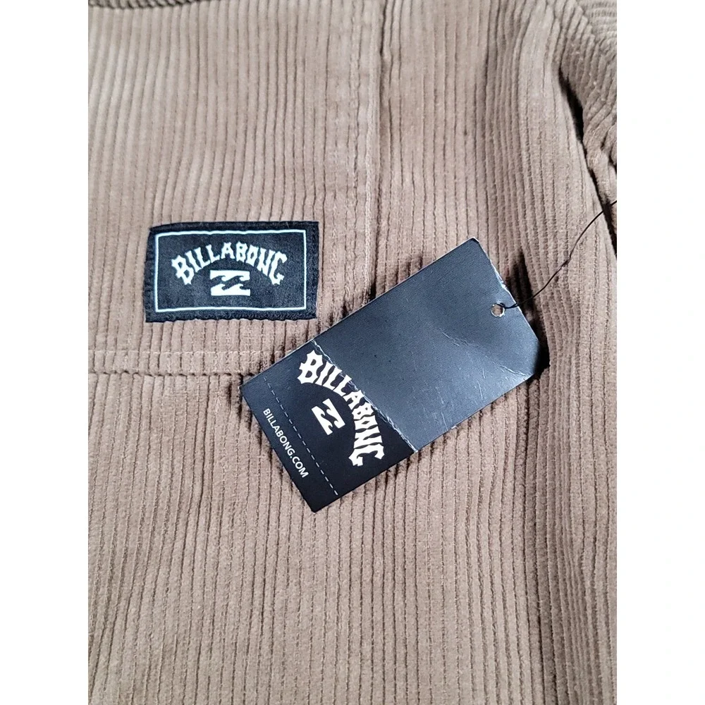Billabong Corduroy Jacket Small Tan Mens Full Zip Skate Surf Pockets NWT $140